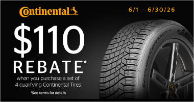 Up to $110 Rebate on Continental Tires